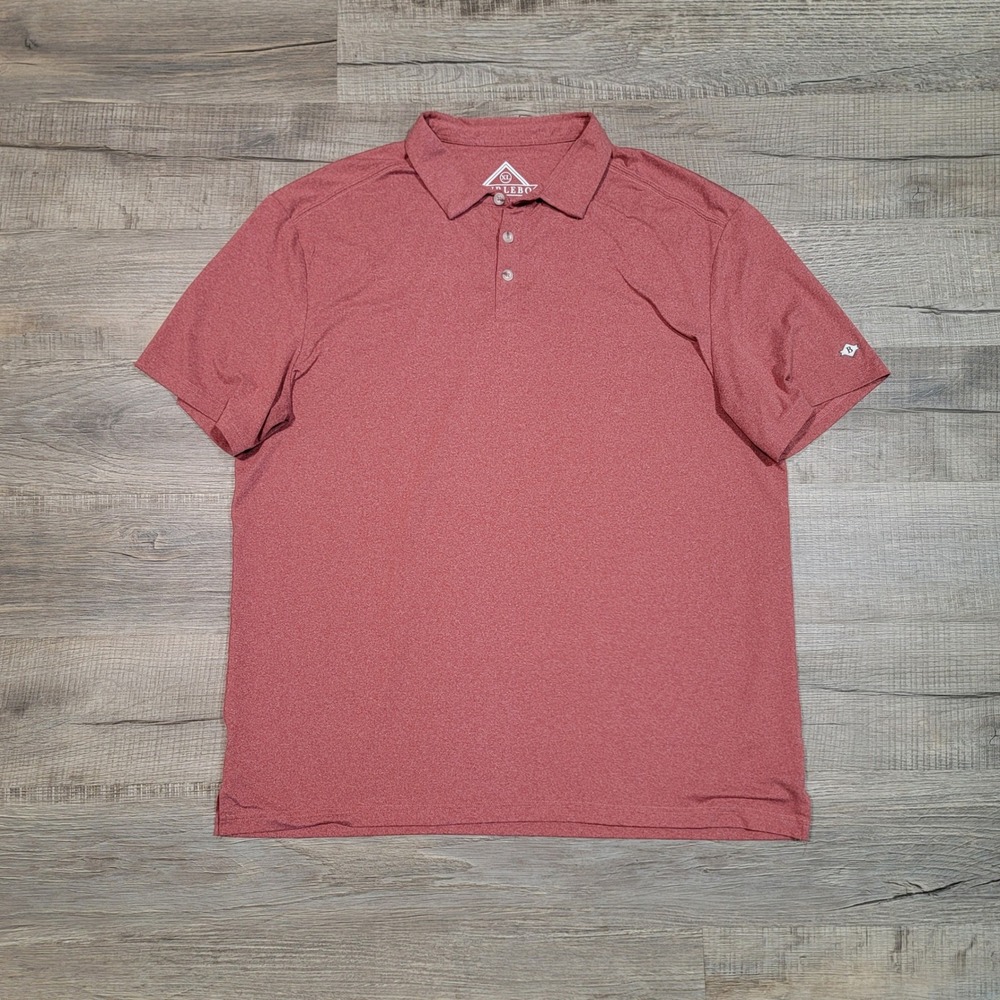 Burlebo Mens Performance Polo Shirt XL Red Heather Short Sleeve Stretch Golf